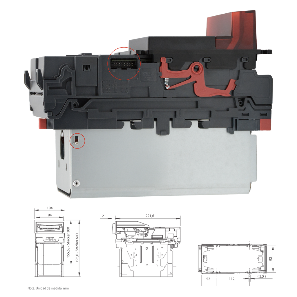 ACEPTADOR DE BILLETES INNOVATIVE MOD:NV9+/NL | CAPACIDAD: 300 BILLETES PROTOCOLO MDB