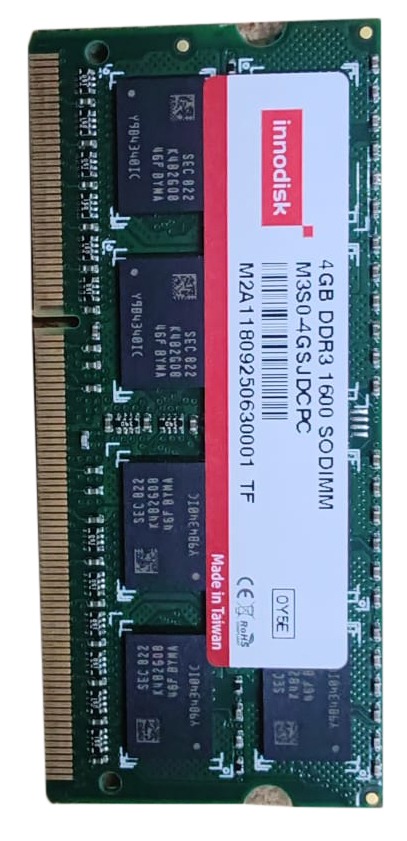 MEMORIA DRAM DDRIII TIPO INDUSTRIAL INNODISK MOD:M3S0-4GSJDCPC-(X) 4GB FORM FACTOR: SODIMM